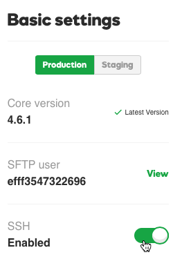 toggle the SSH bar to enable