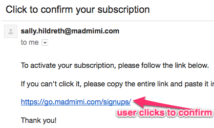 Here's an example of a Email Marketing Double opt in Confirmation link