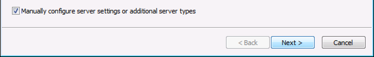 Click Manually configure, click Next