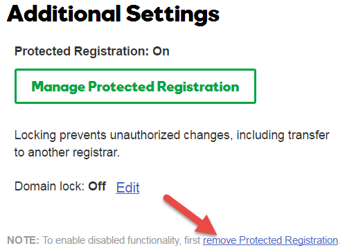 Remove Protected Registration Link