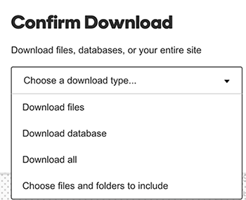 choose a download type from the list