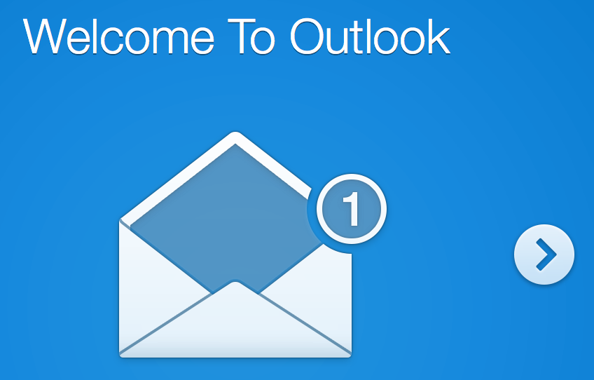 First Outlook intro screen