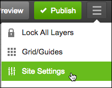 Click the three-bar icon to manage your site settings